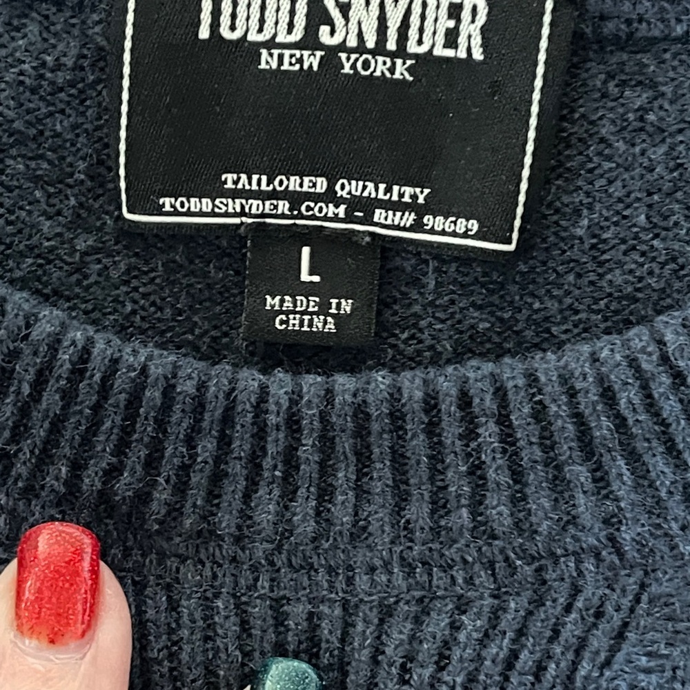 Todd Snyder Men’s Dark Gray Sweater Cashmere Cotton Crewneck Minimalist Large - Picture 4 of 7